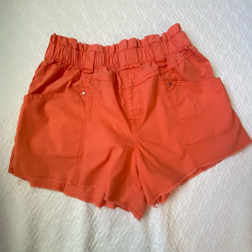 RAYE Orange High Waist Shorts with Elastic Waistband